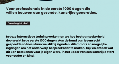 Gratis training voor Professionals in de eerste 1000 dagen van een kind